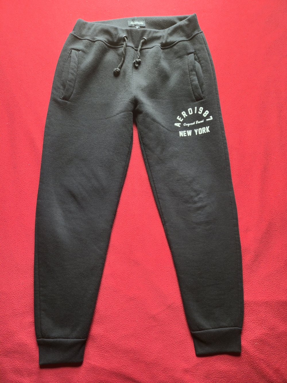 Aeropostale Black Drawstring Sweatpants Waistband with Label
